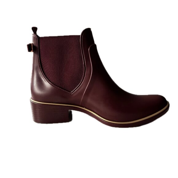 Kate Spade Rain Boots Sz 6.5 Waterproof Rubber Pull-On Boots in Cherrywood NEW - Picture 11 of 13